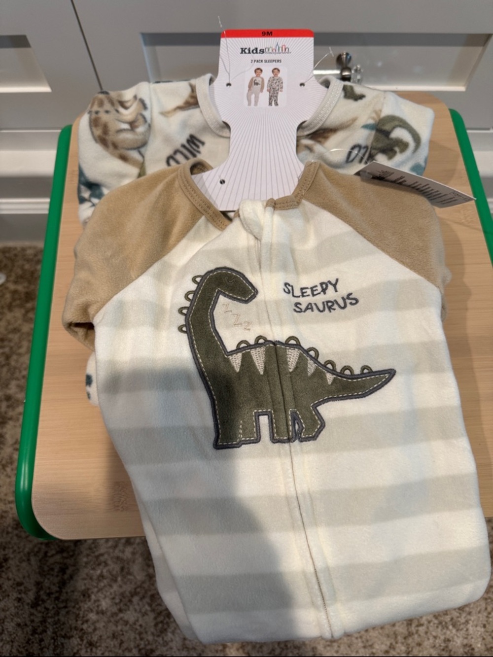 NWT Kids headquarters sleepy saurus dino 2pack sleeper footie pajamas